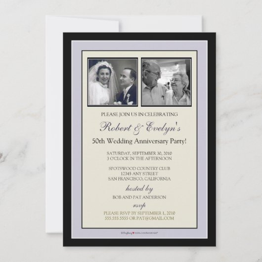 Elegant Jubileum Party Invitation (zilver) Kaart (Achterkant)