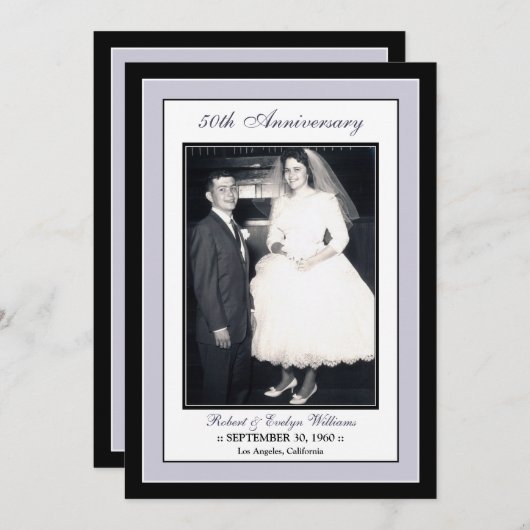 Elegant Jubileum Party Invitation (zilver) Kaart (Voorkant / Achterkant)