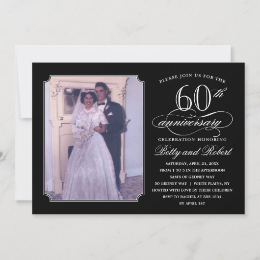 Elegant Jubileum Party Photo Invitation Kaart (Voorkant)