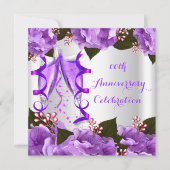 Elegant Jubileum Party Purple Flowers Kaart (Voorkant)