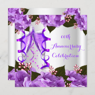 Elegant Jubileum Party Purple Flowers Kaart