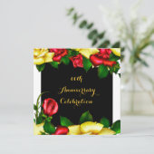 Elegant Jubileum Party Red Yellow Roses 3 Kaart (Staand voorkant)