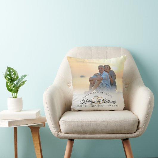 Elegant Jubileum Photo Calligraphy Script Kussen (Stoel)