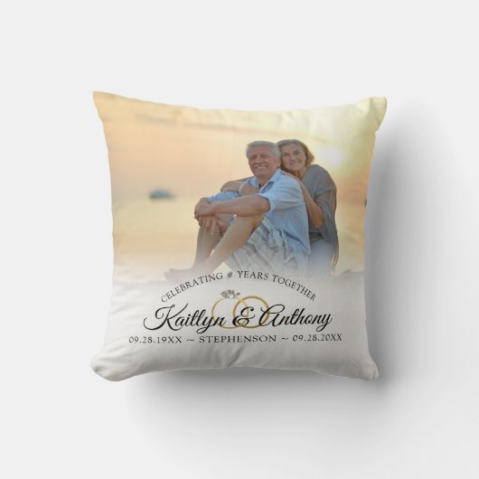 Elegant Jubileum Photo Calligraphy Script Kussen (Voorkant)