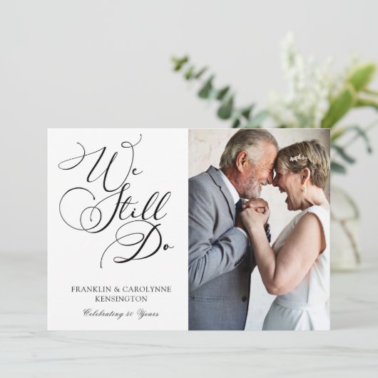 Elegant Jubileum Vow Renewal Foto Kaart (Staand voorkant)