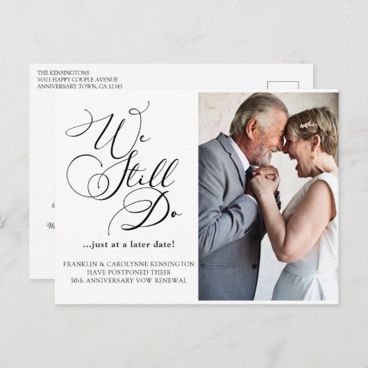 Elegant Jubileum Vow Renewal Uitstel Briefkaart (Voorkant / Achterkant)