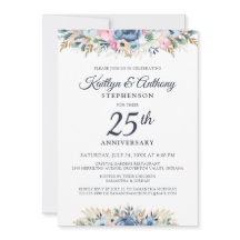 Elegant Jubileum Waterverf Bloemenblauw Goud