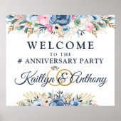 Elegant Jubileum Waterverf Floral Welkom Poster (Voorkant)