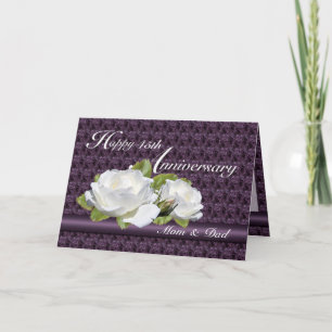 Elegant Jubileum White Roses Cards Kaart