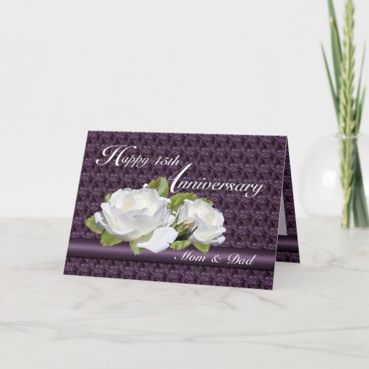 Elegant Jubileum White Roses Cards Kaart (Voorkant)