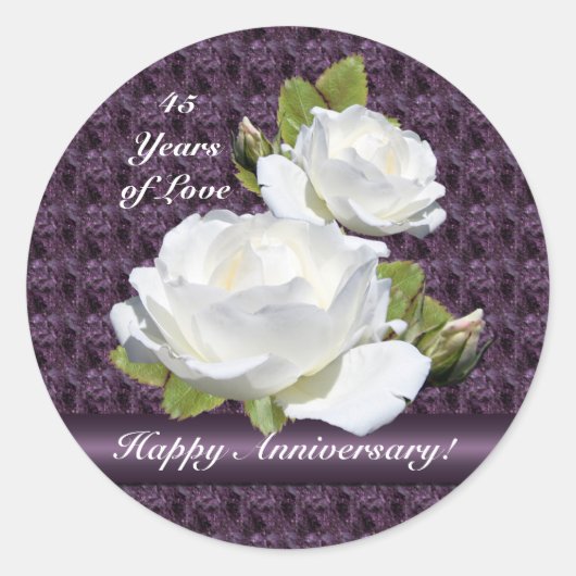 Elegant Jubileum Witte Rozen Stickers (Voorkant)