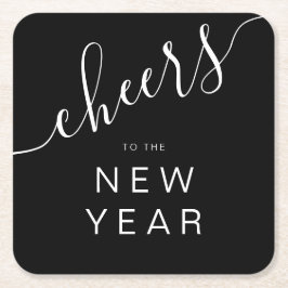 Elegant juicht nieuwjaarsfeest kartonnen onderzetters