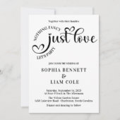 Elegant Just Love Black and  White Heart Wedding  Kaart (Voorkant)