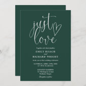 Elegant Just Love Script Emerald Green Wedding Kaart (Voorkant / Achterkant)