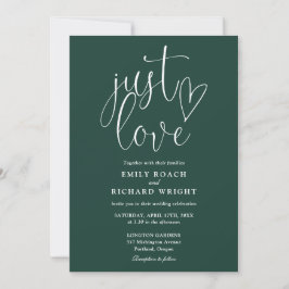 Elegant Just Love Script Emerald Green Wedding Kaart