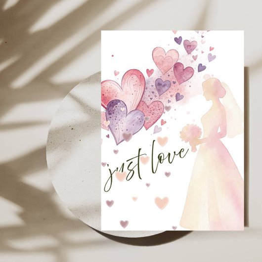 Elegant “Just Love” Wedding-Minimalist Romantic Kaart