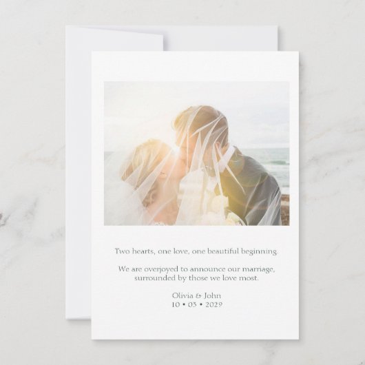 Elegant Just Married Elegant Script Photos Wedding Aankondiging (Achterkant)