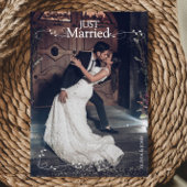 Elegant Just Married Elegant Script Photos Wedding Aankondiging