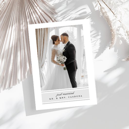 Elegant Just Married Elopement Photo Announcement Aankondiging