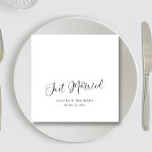 Elegant 'Just Married' Hart - Witte Bruiloft Servet