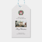Elegant Just Married Newlywed Christmas Photo Card Cadeaulabel (Voorkant)