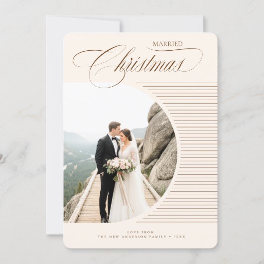 Elegant Just Married Newlywed Photo Christmas Feestdagenkaart (Voorkant)