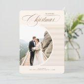 Elegant Just Married Newlywed Photo Christmas Feestdagenkaart (Staand voorkant)