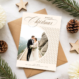 Elegant Just Married Newlywed Photo Christmas Feestdagenkaart