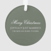 Elegant Just Married Newlywed Photo Christmas Ornament (achterkant)