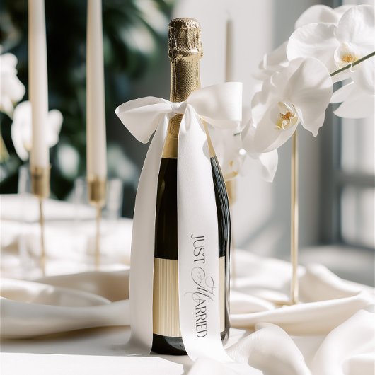 Elegant Just Married Single Inscription Wedding  Satijnen Lint