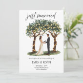 Elegant Just Married Wedding Party-Modern Romantic Kaart (Staand voorkant)