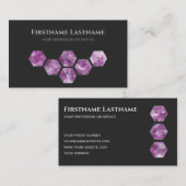 Elegant juwelier donkergrijs violet amethyst hexag visitekaartje (Voorkant / Achterkant)