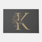 Elegant K Boho Floral Monogram Initiaal Goud Goud Deurmat (Voorkant)