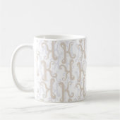 Elegant K Initiaal Pattern Classy Grey Taupe White Koffiemok (Links)