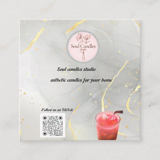 Elegant kaars Visitekaartje | Soul Candles Studio (Voorkant)