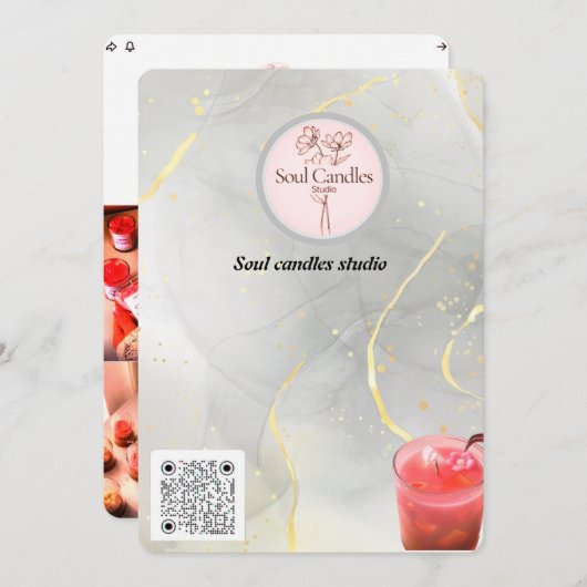 Elegant kaars Visitekaartje | Soul Candles Studio Menu (Voorkant / Achterkant)