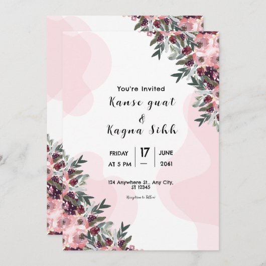 Elegant Kaart Invitation Kaart Design Sjabloon (Voorkant / Achterkant)