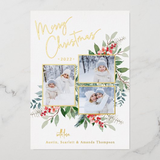 Elegant Kaart voor kerstfeestdag met goudkoorts (Voorkant)