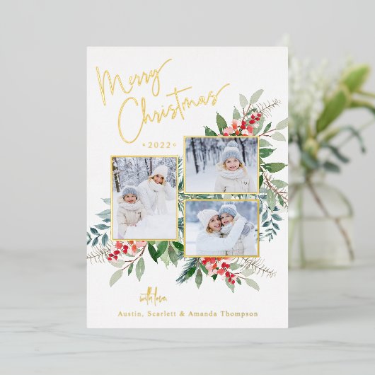 Elegant Kaart voor kerstfeestdag met goudkoorts (Staand Voorkant)