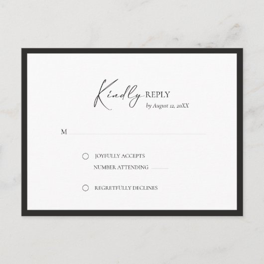Elegant Kader Modern RSVP Aankondigingskaart (Voorkant)