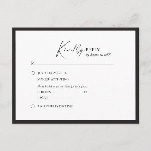 Elegant kader Modern RSVP Aankondigingskaart (Voorkant)