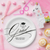 Elegant kalligrafie Afstudeerder Papieren Bordje (Feest)