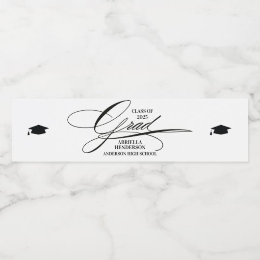 Elegant kalligrafie Afstudeerder Waterfles Etiket (Enkel label)