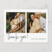 Elegant kalligrafie Baby shower dank u Briefkaart (Voorkant)