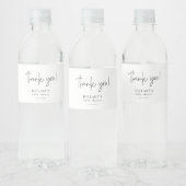 Elegant Kalligrafie Baby shower Dank u Waterfles Etiket (Flessen)