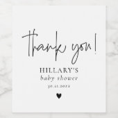 Elegant Kalligrafie Baby shower Dank u Wijn Etiket (Enkel label)