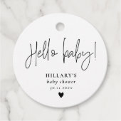 Elegant kalligrafie Baby shower Hallo baby Bedankjes Labels (Voorkant)