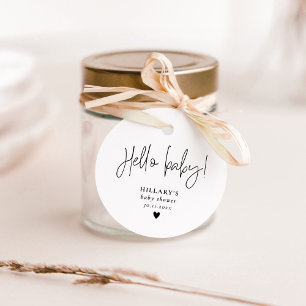 Elegant kalligrafie Baby shower Hallo baby Bedankjes Labels
