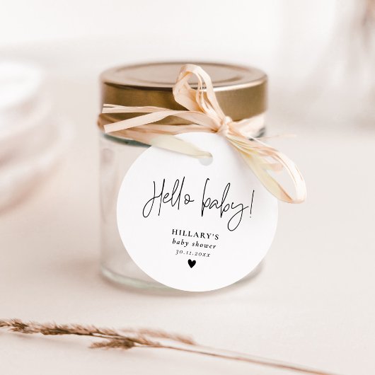 Elegant kalligrafie Baby shower Hallo baby Bedankjes Labels