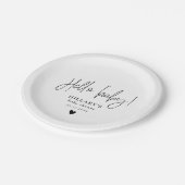 Elegant kalligrafie Baby shower Hallo baby Papieren Bordje (Gekanteld)